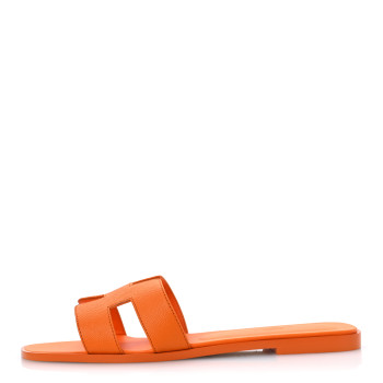 HERMES Epsom Oran Sandals 41 Orange Sunset