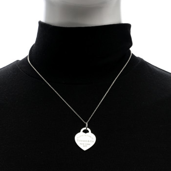 TIFFANY Sterling Silver Enamel Medium Return To Tiffany Heart Pendant Ne