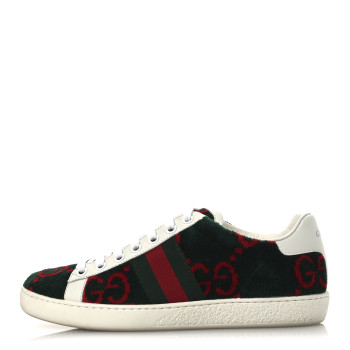 GUCCI Terry Cloth GG Monogram Web Womens Ace Sneakers 36 Green Red