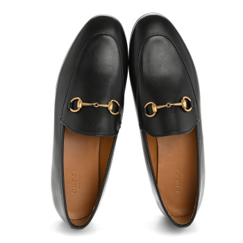 GUCCI Calfskin Womens Jordaan Loafers 40 Black