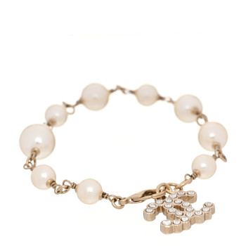 CHANEL Pearl Crystal CC Bracelet Gold