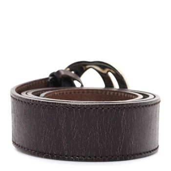 GUCCI Calfskin Interlocking G Belt 85 34 Dark Brown
