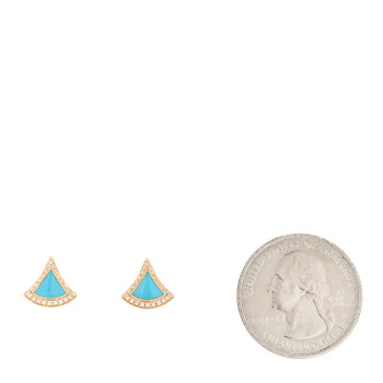 BULGARI 18K Yellow Gold Diamond Turquoise Divas' Dream Pave Stud Earrings