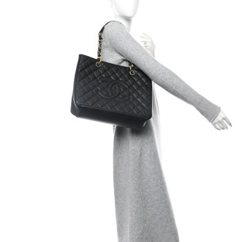 CHANEL Caviar Quilted Grand Shopping Tote GST Black