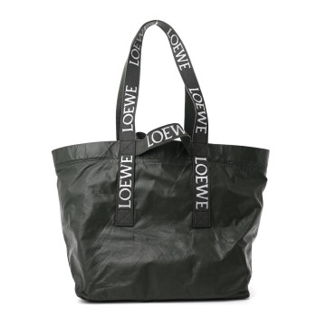 LOEWE Paper Calfskin Fold Shopper Tote Green