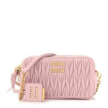MIU MIU Nappa Matelasse Double Zip Chain Shoulder Bag Alabastro