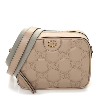 GUCCI Calfskin GG Matelasse Small Shoulder Bag Pink Sand Natural