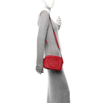 GUCCI Pebbled Calfskin Small Soho Disco Bag Tabasco Red