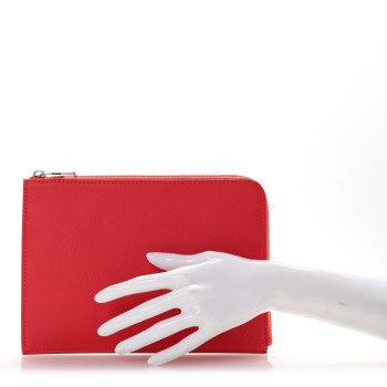 LOUIS VUITTON Calfskin Pochette Jules Zipped Clutch Poppy