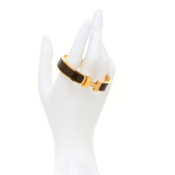 HERMES Enamel Narrow Clic Clac H Bracelet GM Moka