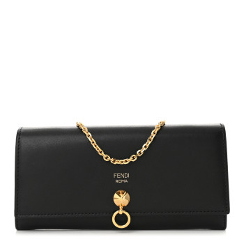 FENDI Vitello Liberty Century Lucido By The Way Continental Wallet On Chain Black