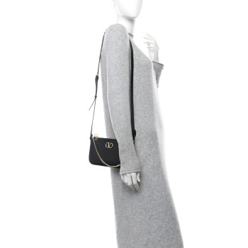 VALENTINO GARAVANI Calfskin Mini Vlogo Crossbody Bag Black