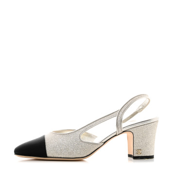 その他 COCO CHANEL CHANEL Glittered Tweed Grosgrain Cap Toe Slingback Pumps