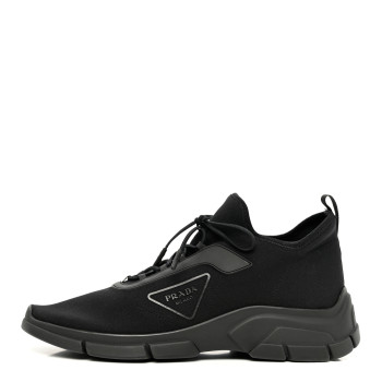 PRADA Knit Fabric Logo Mens Running Sneakers 8 Black 1227103