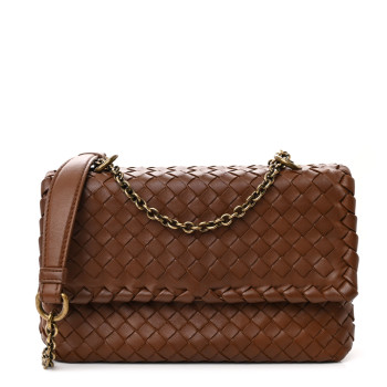 BOTTEGA VENETA Nappa Intrecciato Baby Olimpia Shoulder Bag Ebano