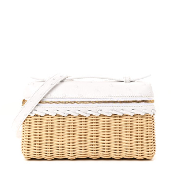 LORO PIANA Wicker Ostrich East West L19 Extra Pocket Pouch Malt White LORO PIANA Wicker Ostrich East West L19 Extra Pocket Pouch Malt White