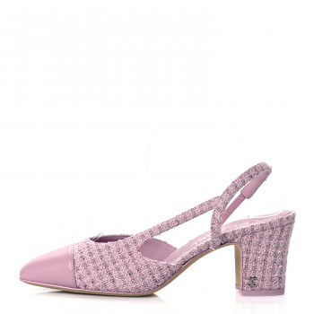 tyny様 CHANEL Tweed Patent Cap Toe CC Slingback Pumps 36.5 Gray