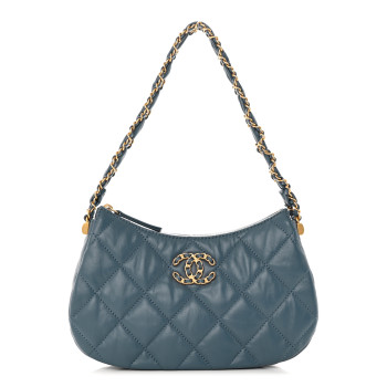 CHANEL Aged Calfskin Quilted Chanel 19 Hobo Blue