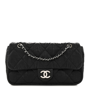 CHANEL Coated Canvas Quilted Le Marais Flap Black