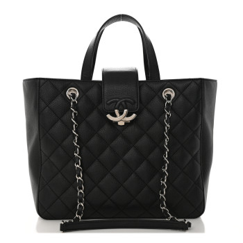 CHANEL Caviar Quilted Small CC Box Shopping Tote Black