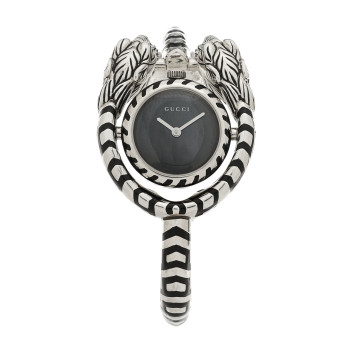 GUCCI Sterling Silver Black Mother of Pearl 23mm Dionysus Quartz Watch