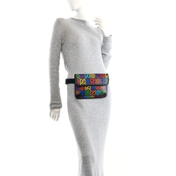 GUCCI GG Supreme Monogram Psychedelic Slim Belt Bag Black