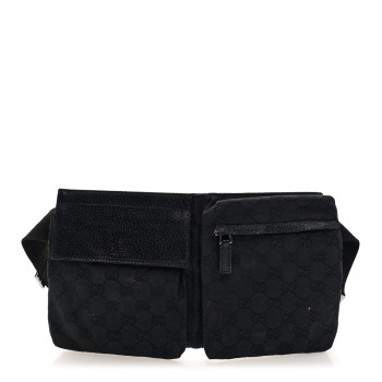 GUCCI GG Monogram Double Pocket Belt Bag Black