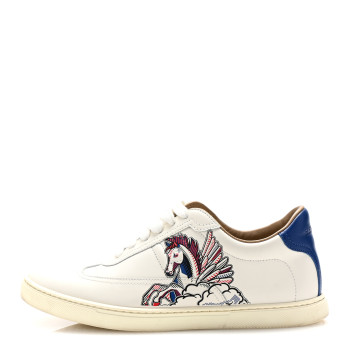 HERMES Calfskin Pegase Pop Womens Quicker Sneakers 36.5 White Multicolor