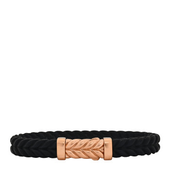 DAVID YURMAN 18K Rose Gold Rubber 9mm Chevron Bracelet Black