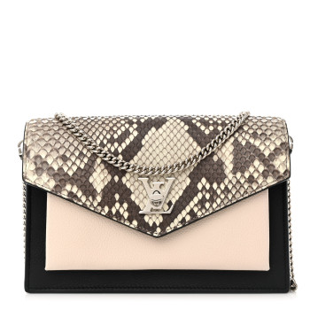 LOUIS VUITTON Soft Calfskin Snakeskin My Lockme Chain Bag Pochette Black