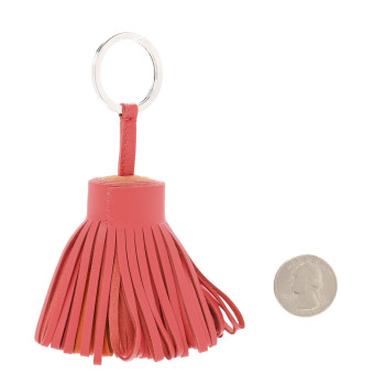 HERMES Lambskin Bicolor Carmen Tassel Key Holder Rose Jaipur Feu