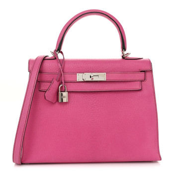 HERMES Chevre De Coromandel Kelly Sellier 28 Fuchsia