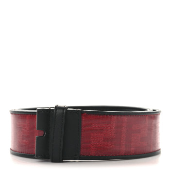FENDI Glazed Fabric Vitello Century FF 1974 Belt 85 34 Rosso Black