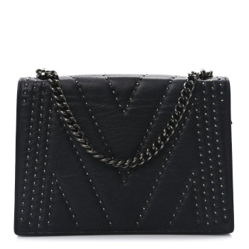 MCM Calfskin Stud Disco Flap Crossbody Bag Black