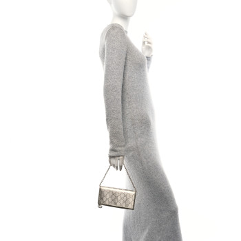 GUCCI Imprime Monogram GG Pierce Chain Clutch Wallet Silver