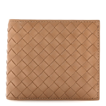 BOTTEGA VENETA Nappa Intrecciato Bi-Fold Wallet Brown