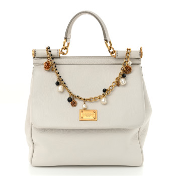 DOLCE & GABBANA Calfskin Medium Miss Sicily Satchel White