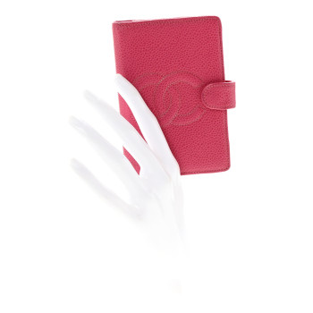 CHANEL Caviar Timeless CC Ring Agenda Planner Pink