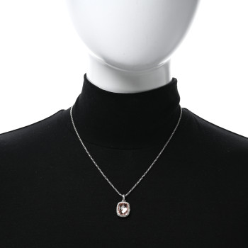 DAVID YURMAN Sterling Silver Diamond Morganite 12mm Noblesse Pendant Necklace
