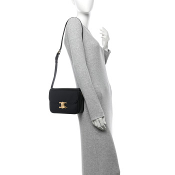 CELINE Shiny Calfskin Medium Triomphe Black