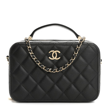 CHANEL Caviar Quilted Vanity Case Black