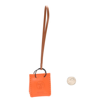 HERMES Milo Lambskin Swift Shopping Bag Charm Feu Gold