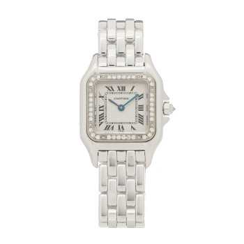 CARTIER 18K White Gold Diamond 22mm Panthere Quartz Watch