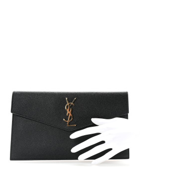 SAINT LAURENT Grain De Poudre Uptown Pouch Black