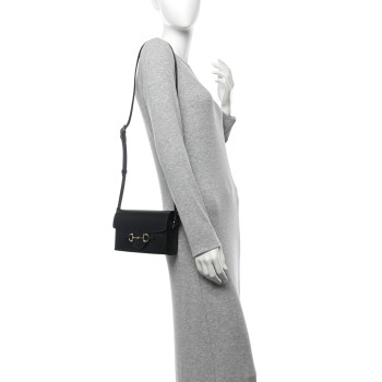 GUCCI Calfskin Horsebit 1955 Shoulder Bag Black