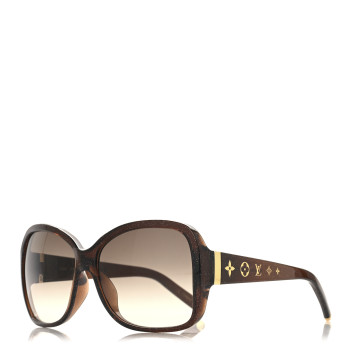 LOUIS VUITTON Acetate Obsession Round Sunglasses Z1856E Brown Glitter