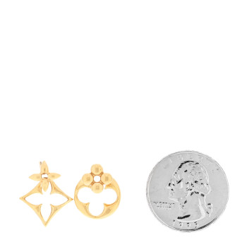 LOUIS VUITTON Metal LV Flowergram Earrings Gold