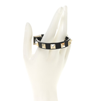 VALENTINO GARAVANI Vitello Rockstud Bracelet Black