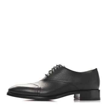 CHRISTIAN LOUBOUTIN Petit Grained Calfskin Boabi Flat Oxfords 42.5 Black