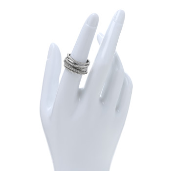 DAVID YURMAN Sterling Silver Diamond 11mm Wide Crossover Cable Ring 52 6